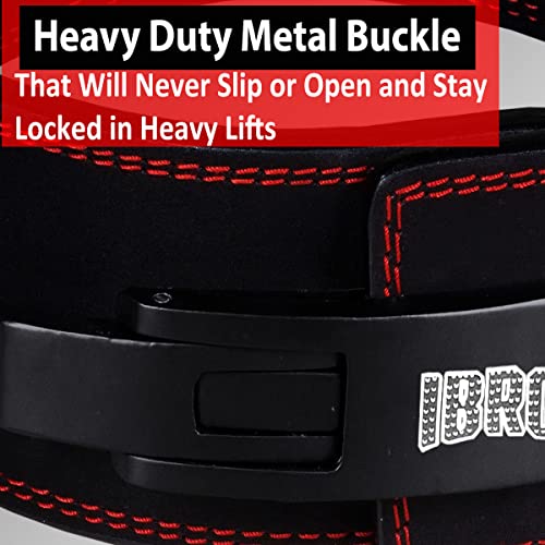 IBRO Powerlifting Lever Gym Belt – Power 10MM Extreme Heavy Duty Genuine Leather Belts - Squats Deadlifts Bodybuilding Weight Lifting IPF Power Lifting Strongman for Men AllBlack L - Image 4