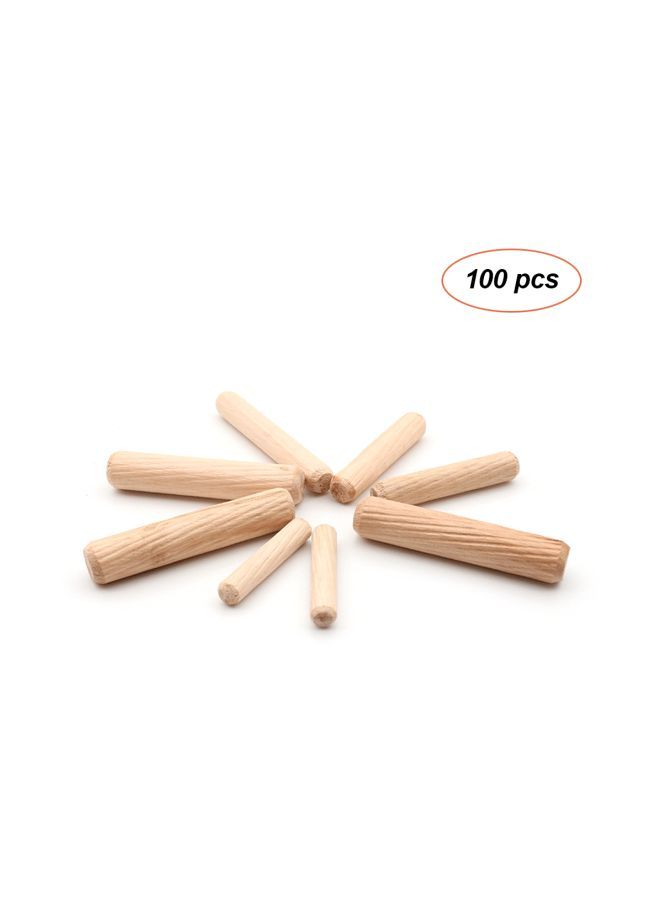NIBEMINENT 100-Piece Fluted Wooden Dowel Set Beige  - Image 3