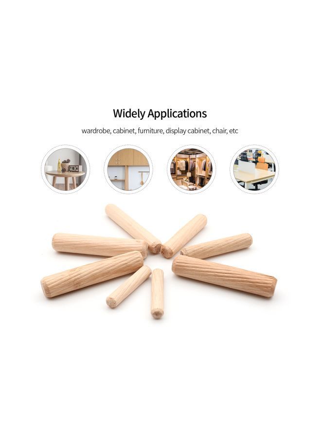 NIBEMINENT 100-Piece Fluted Wooden Dowel Set Beige  - Image 2