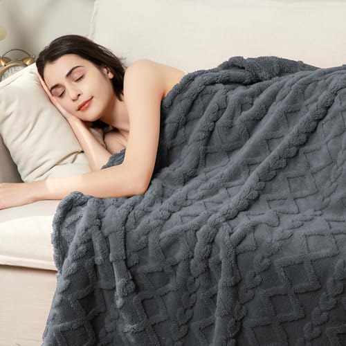 Aganear Throw Blanket - Cozy Soft Lightweight Fuzzy Throw Blanket for Women Portable Throw Blankets for Couch, Warm Present for Birthday, Christmas, Halloween, Housewarming(50"x60", Gray) - Image 2