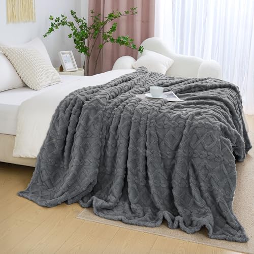 Aganear Throw Blanket - Cozy Soft Lightweight Fuzzy Throw Blanket for Women Portable Throw Blankets for Couch, Warm Present for Birthday, Christmas, Halloween, Housewarming(50"x60", Gray) - Image 3