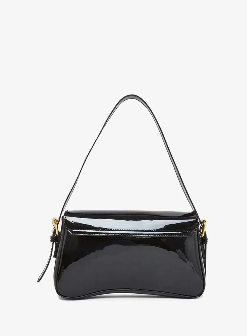 Styli Women Glossy Black Baguette Bag