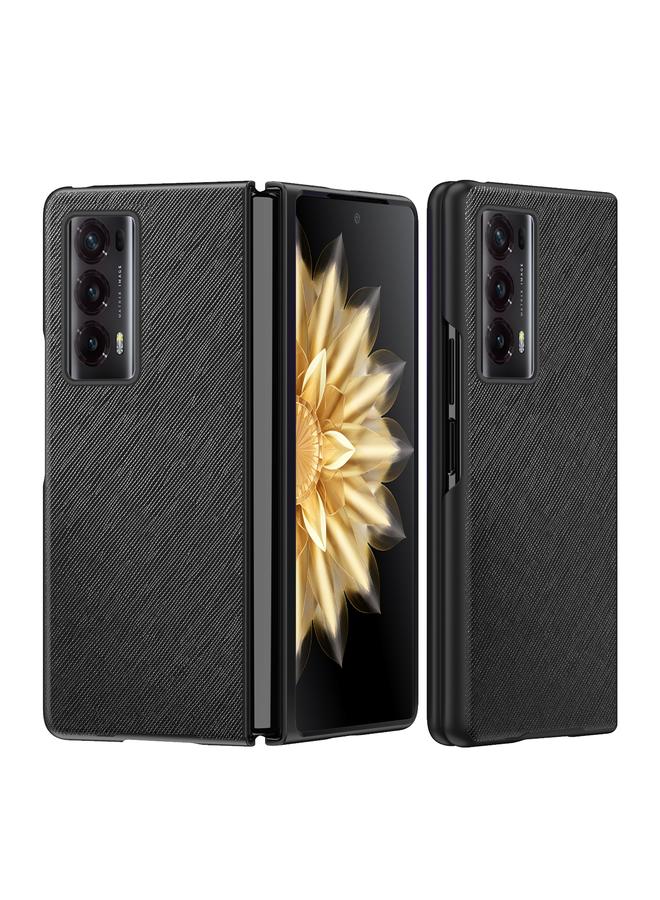 اس-توب جراب لهاتف Honor Magic V2 مصنوع من الجلد المحبب المتقاطع ومضاد للصدمات - Image 1