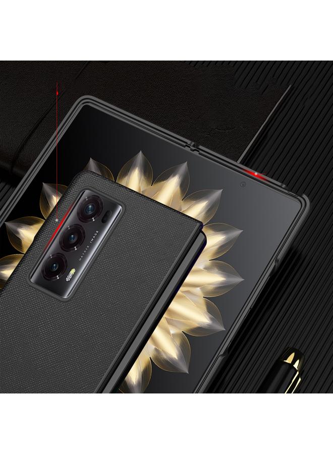 اس-توب جراب لهاتف Honor Magic V2 مصنوع من الجلد المحبب المتقاطع ومضاد للصدمات - Image 5