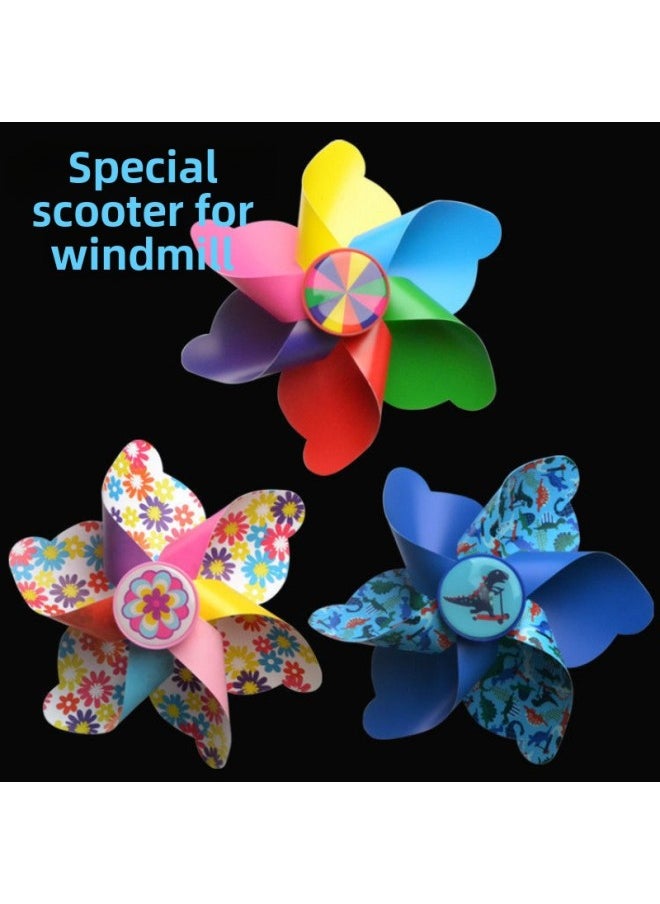 Small Windmill Children's Car Windmill Bicycle Cartoon Rotating Baby Stroller Scooter Front Decoration Accessories-Color:Rose Red Ribbon + Long Pole Pink Flower Windmill  - Image 5