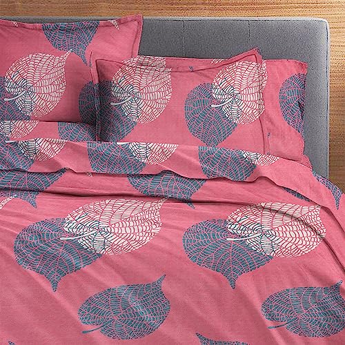 BSB HOME Premium Double Bedsheet with 2 Pillow Covers - 160 TC Supersoft Glace Cotton - Breathable & Wrinkle Free - 3 Pcs Set | Pink & Light Green Patti - Image 4