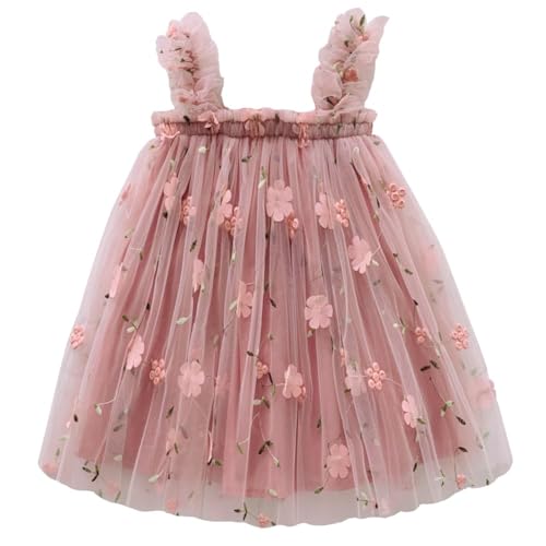 BGFKS Layered Tulle Tutu Dress for Toddler Girls,Baby Girl Rainbow Tutu Princess Skirt Set with Flower Headband.(Flower Dusty Rose,12 Months) - Image 3