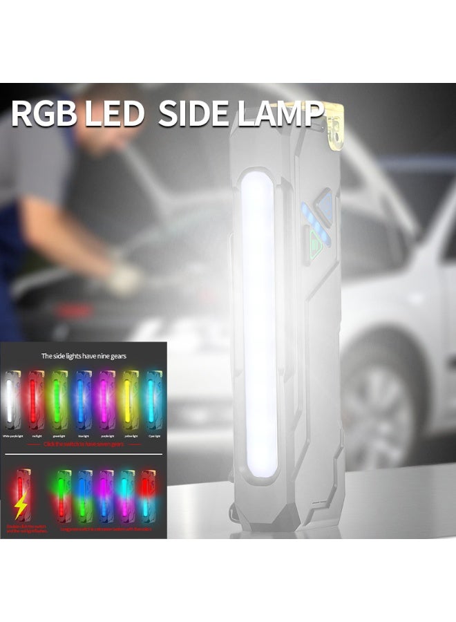 سكت شيكترو مصباح يدوي جديد متعدد الوظائف متغير الألوان RGB مع مشبك شحن USB مغناطيسي لإضاءة مثالية (أبيض) - Image 2