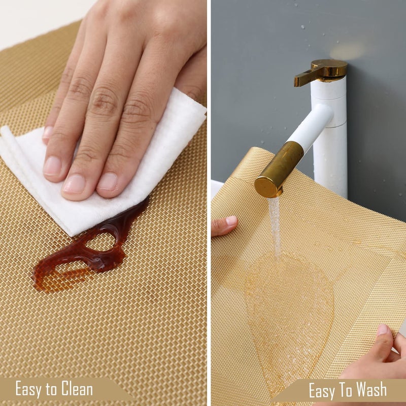 TASKHOUSE Table Runner Non-Slip, Durable PVC Woven Vinyl, Stain Resistant for Kitchen, Dining Table, Bedroom (Gold, Pack of 2) - Image 5