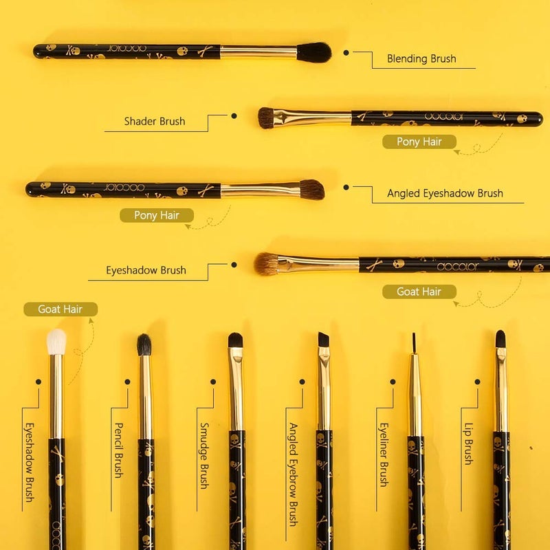 Docolor Eye Makeup Brushes 10Pcs Skull Printed Eyeshadow Makeup Brush Set Blending Concealer Eyebrow Eye Liners Premium Synthetic Eyeshadow Crease Brow Brush - Image 4