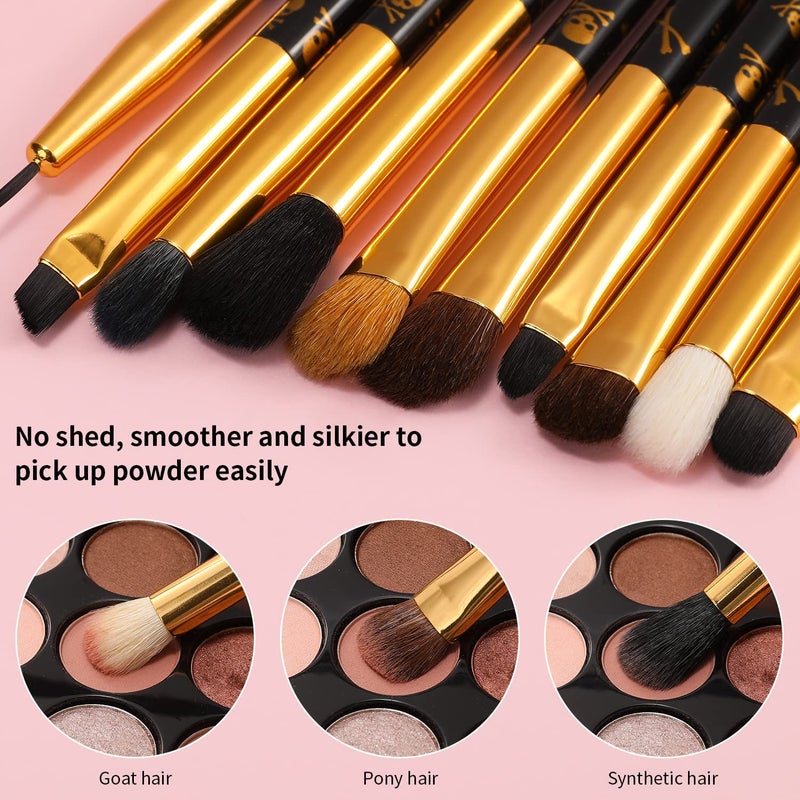 Docolor Eye Makeup Brushes 10Pcs Skull Printed Eyeshadow Makeup Brush Set Blending Concealer Eyebrow Eye Liners Premium Synthetic Eyeshadow Crease Brow Brush - Image 2