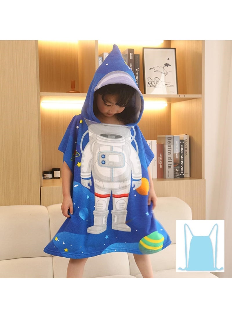 Cutie Cute Kids Hooded Beach Bath Towel Poncho for Age 4-10 Years - Swim Pool Coverup Poncho Cape Multi-use for Bath/Shower/Pool/Swim with Drawstring Bag  - Image 1