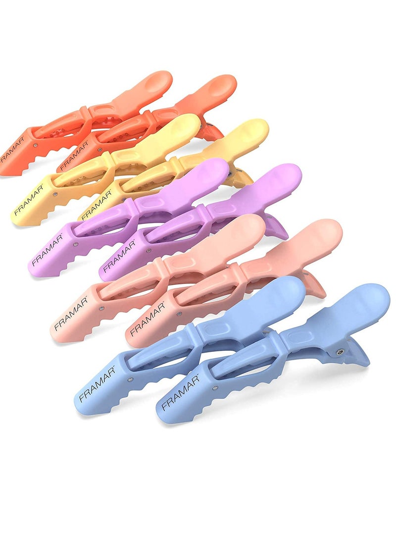 framar FRAMAR Pastel Alligator Hair Clips 10 Pack - Professional Styling Clips for Hair, Salon Quality Plastic Alligator Clips  - Image 1