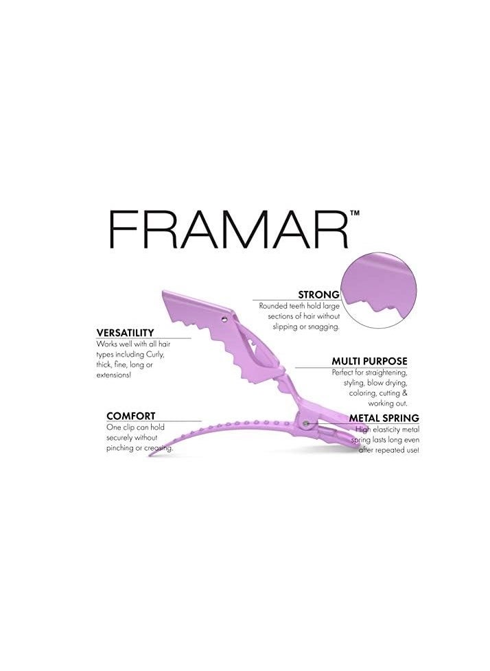 framar FRAMAR Pastel Alligator Hair Clips 10 Pack - Professional Styling Clips for Hair, Salon Quality Plastic Alligator Clips  - Image 2