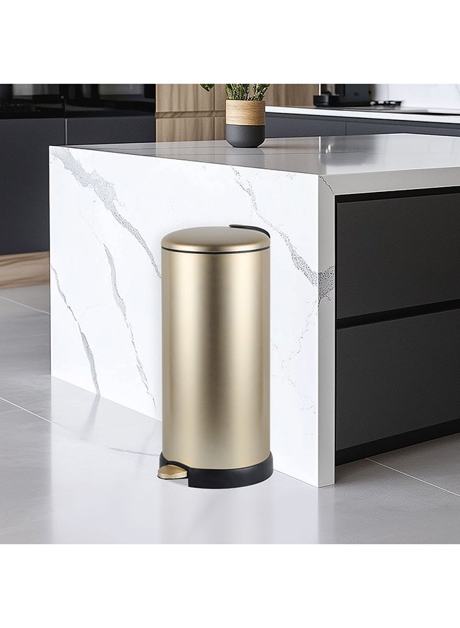 DANUBE HOME Falcon 30L Pedal Bin with Inner Bucket – Large Capacity Trash Can with Foot Pedal, Removable Inner Bucket for Easy Cleaning, Kitchen & Bathroom Waste Bin L39 x W31 x H68Cm Gold  - Image 1