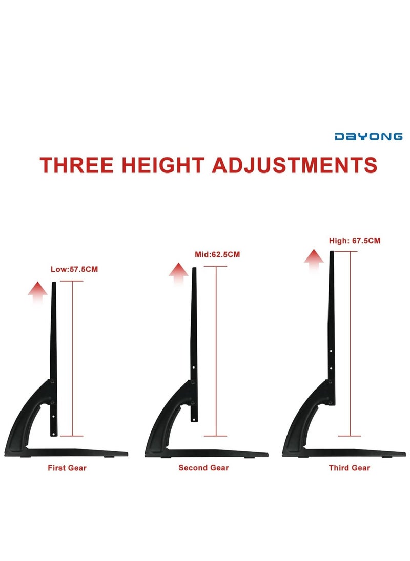 Universal TV Stand, Tabletop TV Stand Mount, 3 Settings Height Adjustable TV Base, TV Base Stand for Most 32 to 75 inch TVs, Max VESA 800 x 500mm(Style 9) - Image 3