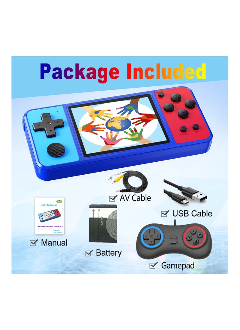 Handheld Game Console Portable Preloaded 270 Classic Retro Games with 3.0 Color Display and Gamepad Rechargeable Arcade Gaming Player