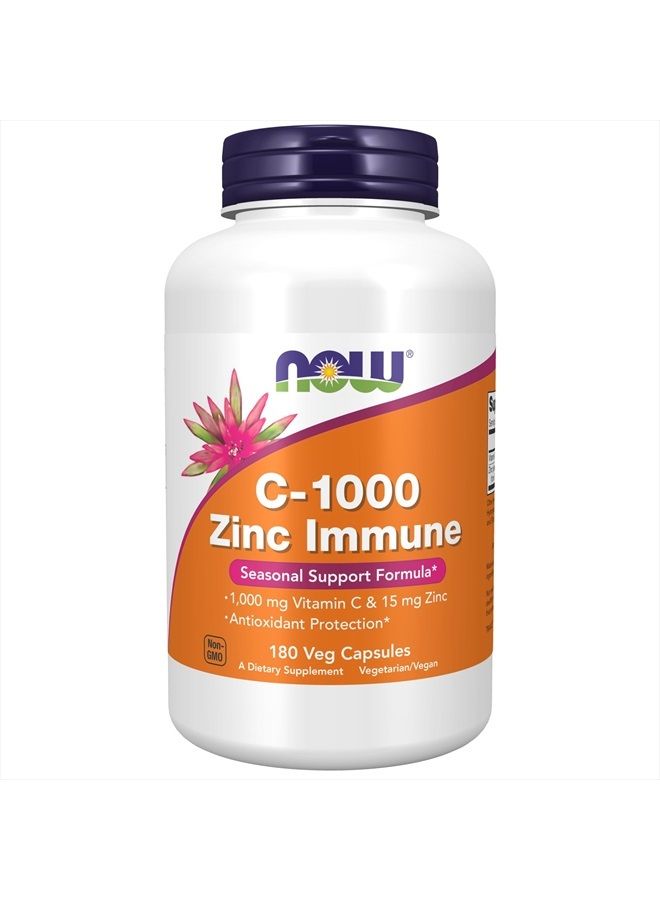 now Supplements, C-1000 & Zinc Immune, Seasonal Support Formula*, Antioxidant Protection*, 180 Veg Capsules - Image 1