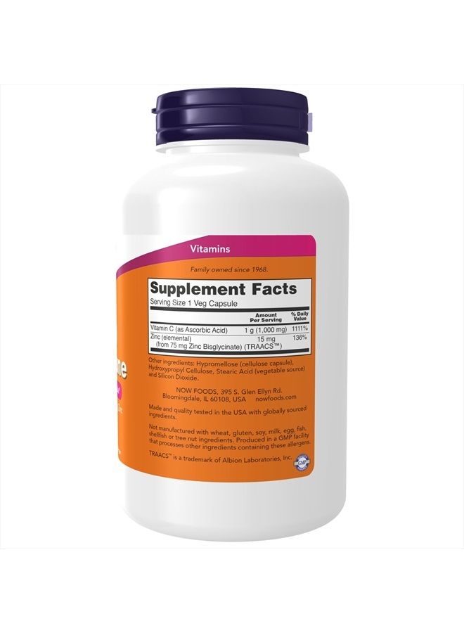 now Supplements, C-1000 & Zinc Immune, Seasonal Support Formula*, Antioxidant Protection*, 180 Veg Capsules - Image 2