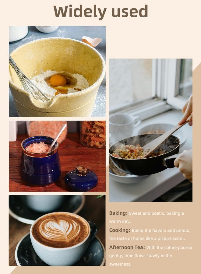 هاو توب وعاء سكر هاوتوب سعة 12 أونصة مع غطاء وملعقة، وعاء سكر سيراميكي بسيط، موزع سكر، ملحقات ركن القهوة، علب تخزين عصرية لسطح المطبخ (أزرق داكن) - Image 5