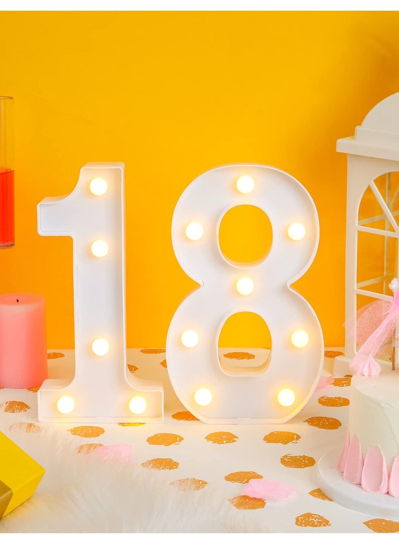 SOLARAE 8.7'' LED Light Up Number Sign for Birthday Party Decor, Marquee Style Happy Birthday LED Backdrop Decoration, Perfect for Anniversaries, Weddings, Bars, and Wall Decor (White, 18th) - Image 2