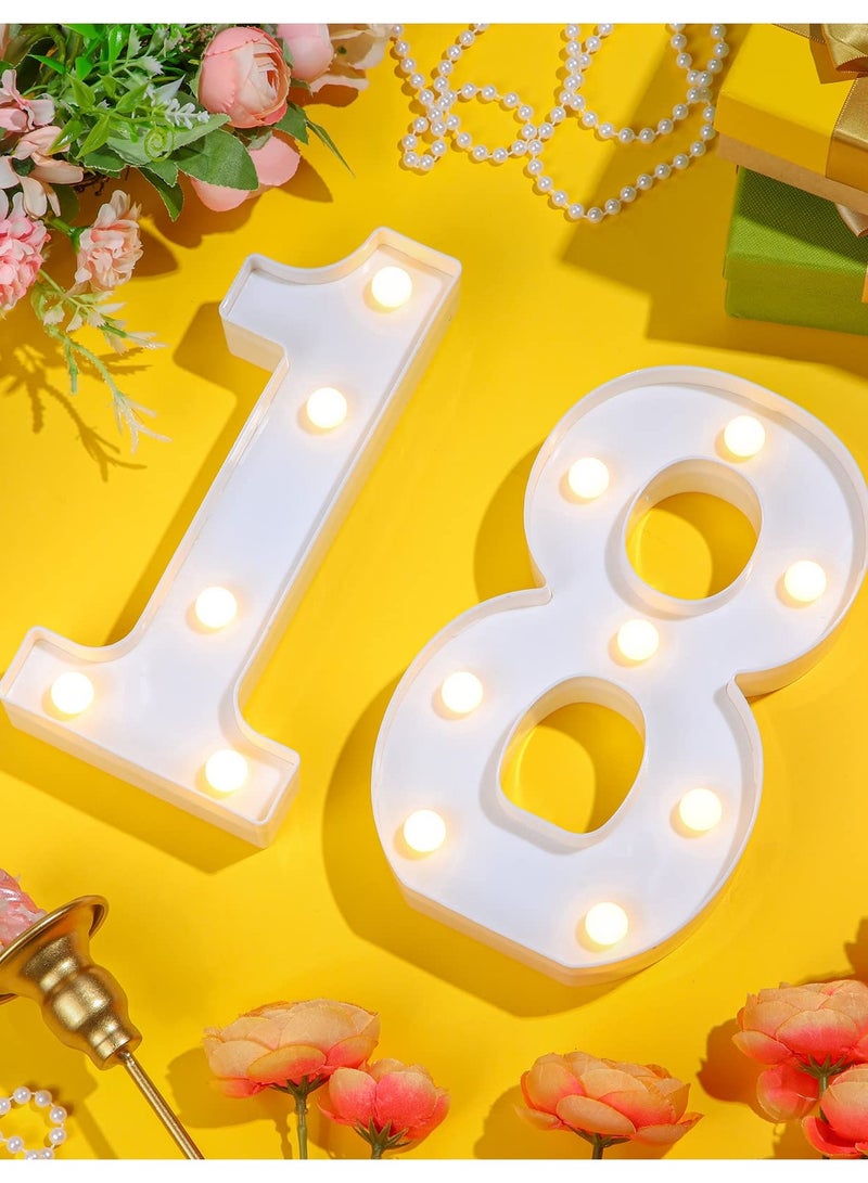 SOLARAE 8.7'' LED Light Up Number Sign for Birthday Party Decor, Marquee Style Happy Birthday LED Backdrop Decoration, Perfect for Anniversaries, Weddings, Bars, and Wall Decor (White, 18th) - Image 3