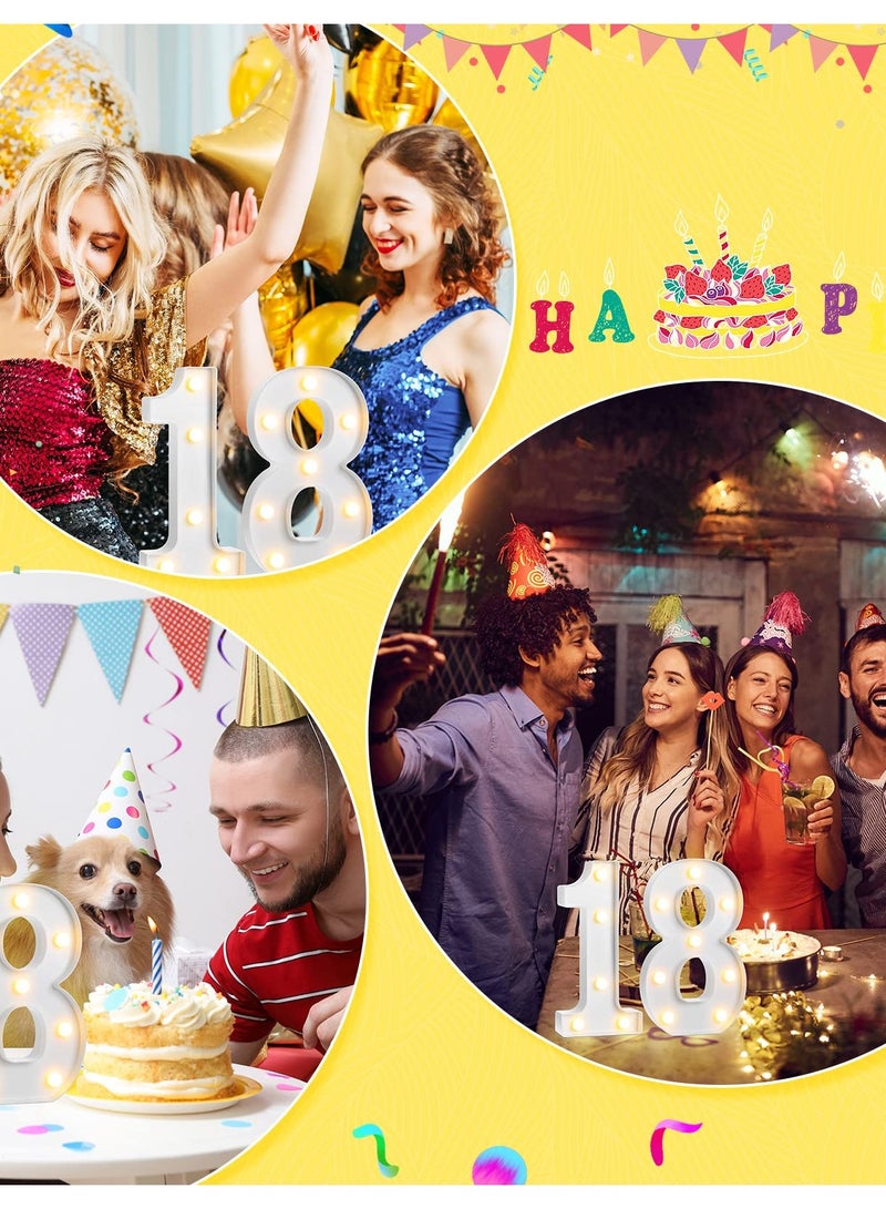 SOLARAE 8.7'' LED Light Up Number Sign for Birthday Party Decor, Marquee Style Happy Birthday LED Backdrop Decoration, Perfect for Anniversaries, Weddings, Bars, and Wall Decor (White, 18th) - Image 5