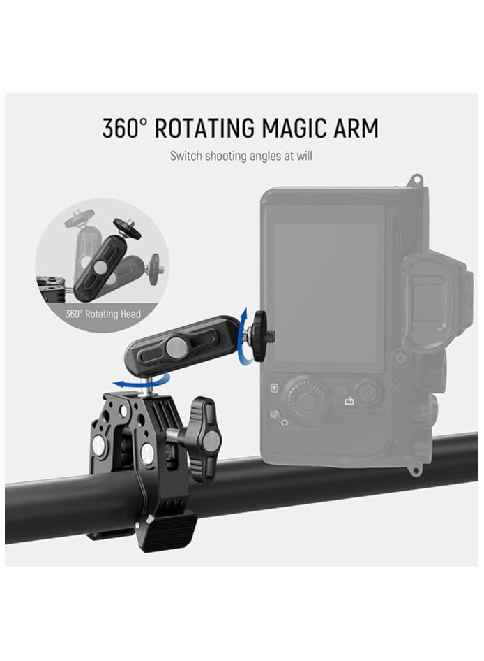 NEEWER Super Clamp with 3" Dual Ballhead Magic Arm – Cold Shoe Mount, 1/4" & 3/8" Threads, Adapter for Phone & Action Camera – Compatible with Desk, Tripod, Crossbar, Gimbal Rods, SmallRig, GoPro, DJI – ST83 - Image 1