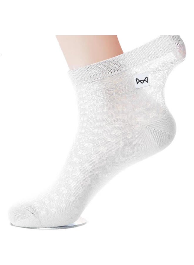 MIIOW 5 Pairs Of Men'S Socks, Heat-Pressed Mesh Mid-Calf Socks, Summer Thin Breathable Ice Silk Socks, Business Men'S Socks - Image 2