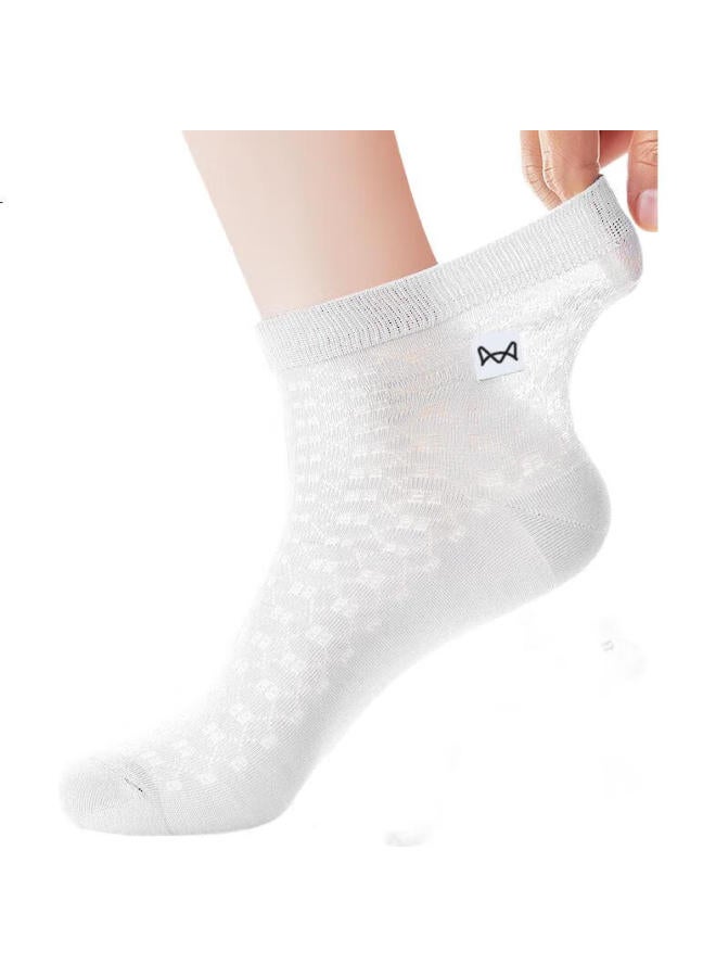 MIIOW 5 Pairs Of Men'S Socks, Heat-Pressed Mesh Mid-Calf Socks, Summer Thin Breathable Ice Silk Socks, Business Men'S Socks - Image 1