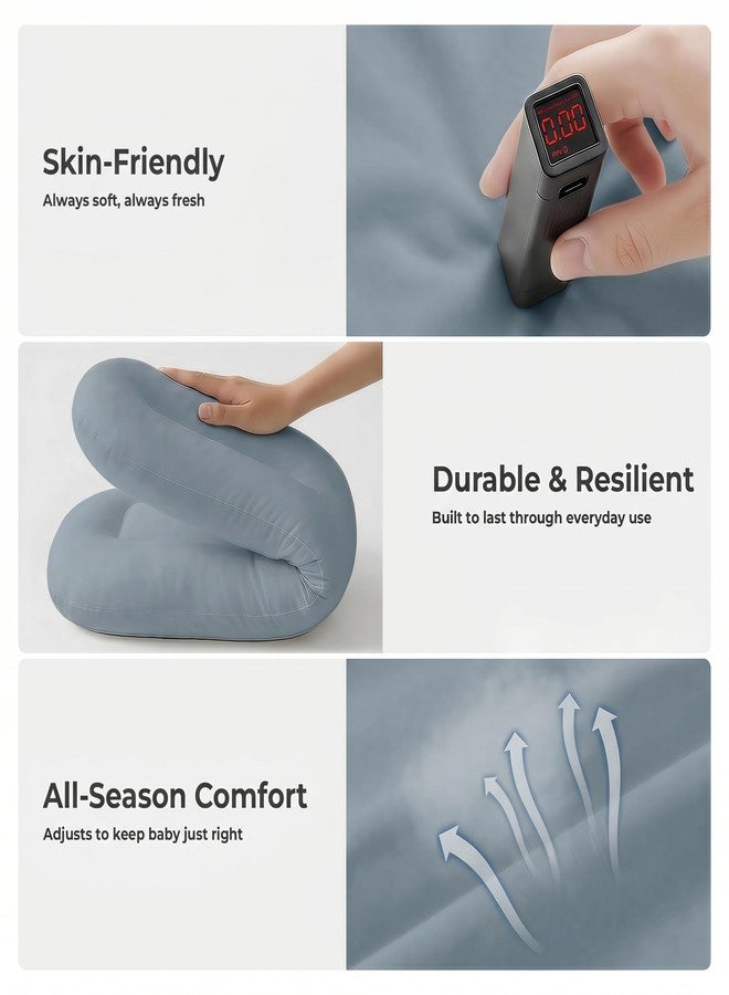 azopesy Infant Support Cushion - Baby Lounger for Newborn, 0-24 Months, Breathable Cotton Fabric Infant Support Cushion, Portable Newborn Essentials for Home and Travel, GrayishBlue (Cover Included) - Image 5