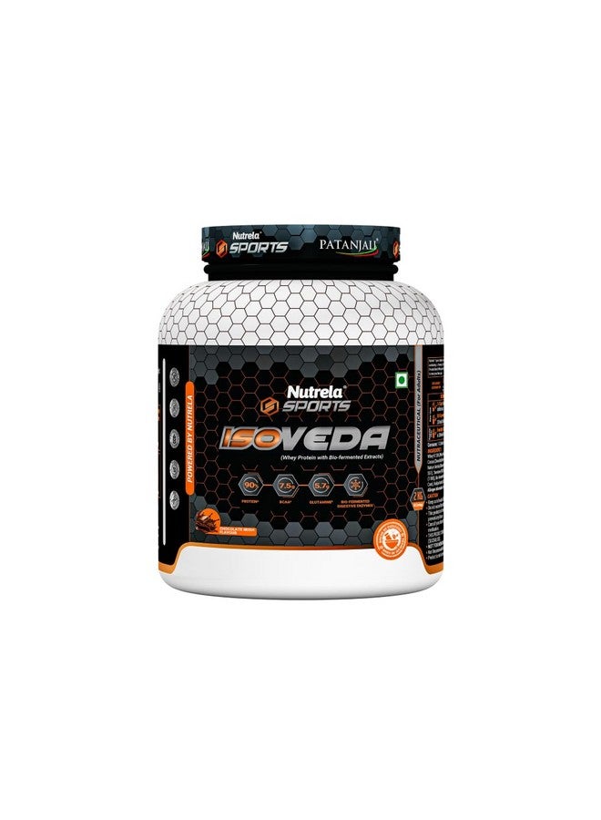 NUTRELA Sports Patanjali Premium Whey Isolate Protein Powder | 90% Protein, 7.5g BCAA, 5.7g Glutamine | 2kg - Irish Chocolate Flavour - Image 1
