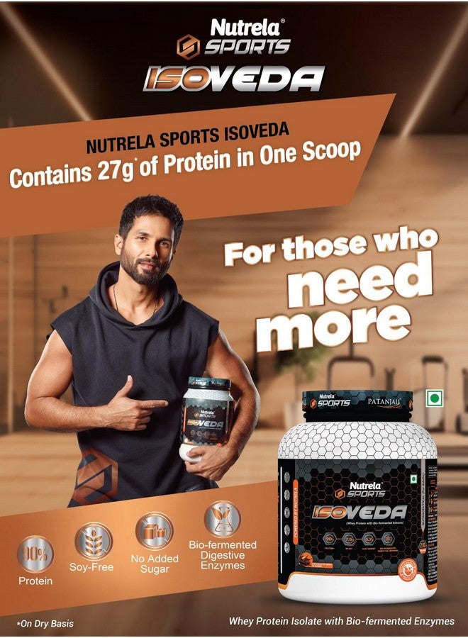 NUTRELA Sports Patanjali Premium Whey Isolate Protein Powder | 90% Protein, 7.5g BCAA, 5.7g Glutamine | 2kg - Irish Chocolate Flavour - Image 2