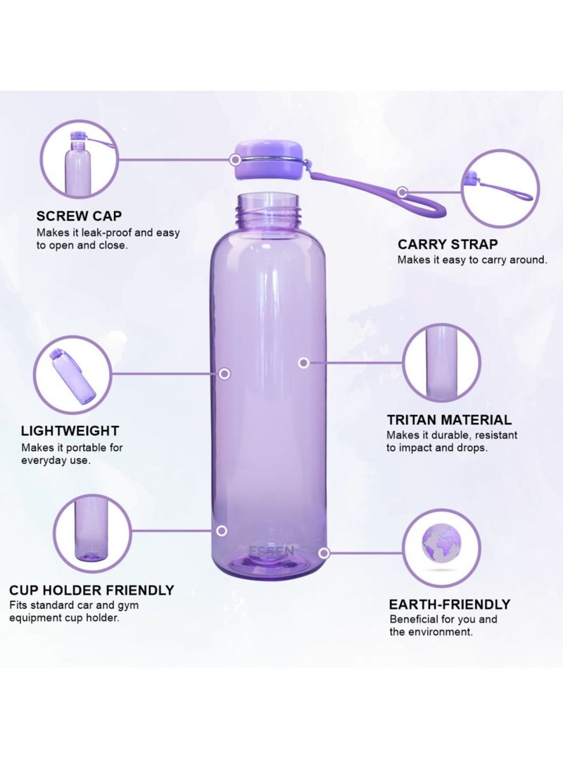 ESSEN Tritan Water Bottle for Kids School Gym Office Outdoor Water Bottle Sports Exercise Travel BPA Free Leak Proof Purple – 650 ml - Image 3