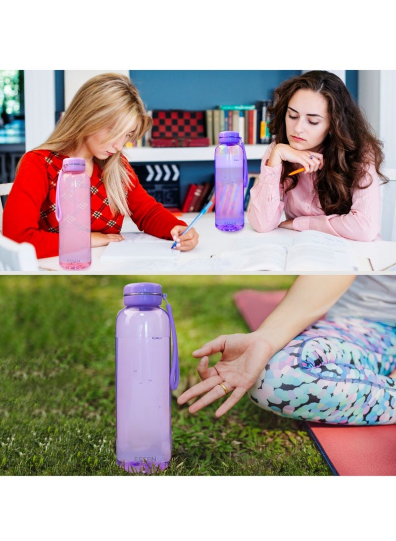 ESSEN Tritan Water Bottle for Kids School Gym Office Outdoor Water Bottle Sports Exercise Travel BPA Free Leak Proof Purple – 650 ml - Image 5