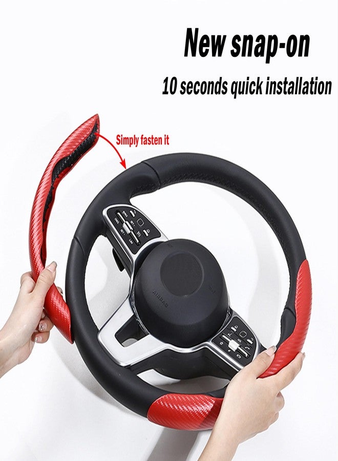 LevChall 2-Piece Carbon Fiber Car Steering Wheel Cover, Anti-Skid Segmented Butterfly Universal Wheel Cover, Car Interior Accessories, Fit for 99% Cars (Red) - Image 4