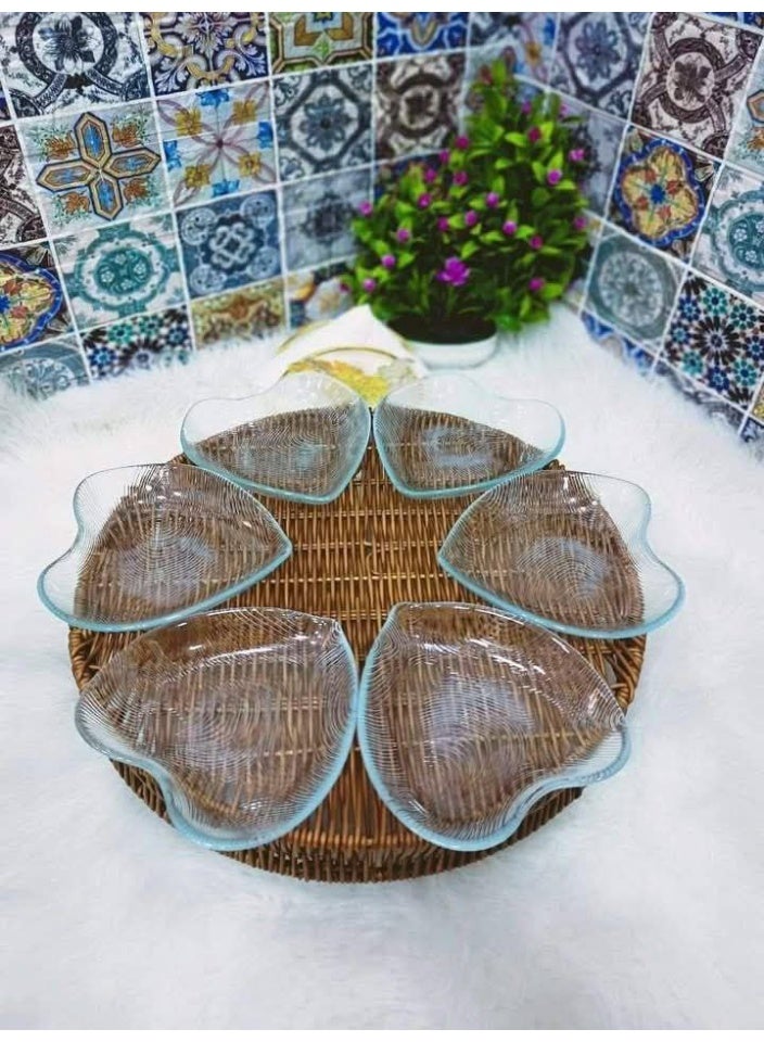 طقم أطباق تسالي زجاجية على شكل قلب (6 قطع)، أطباق تقديم صغيرة للمكسرات والحلويات (تصميم رقيق وشيك) - Image 3