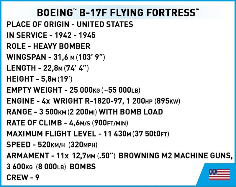 COBI Historical Collection WWII Boeingâ„¢ B-17F Flying Fortressâ„¢ Memphis Belle Aircraft - Executive Edition 49,5x14x66 cm - Image 3