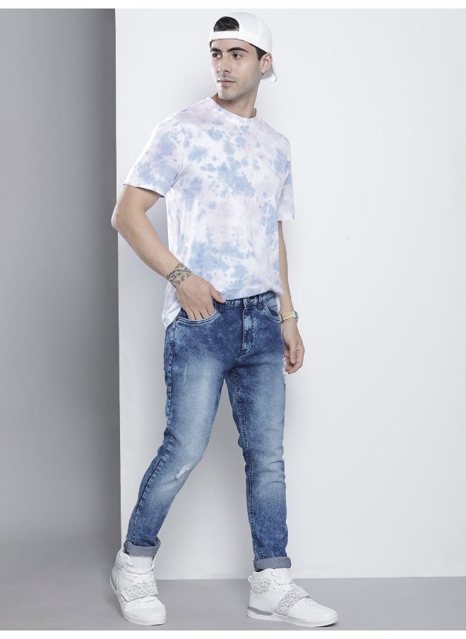 The Indian Garage Co Men Blue Cotton Stretchable Slim Fit Jeans  - Image 5