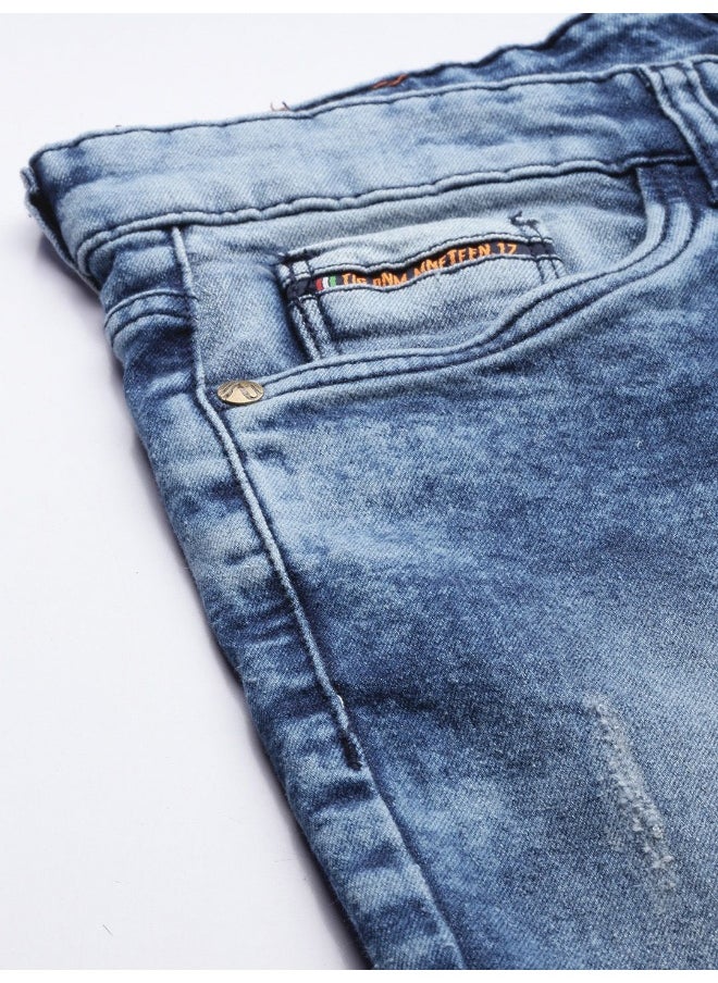 The Indian Garage Co Men Blue Cotton Stretchable Slim Fit Jeans  - Image 4
