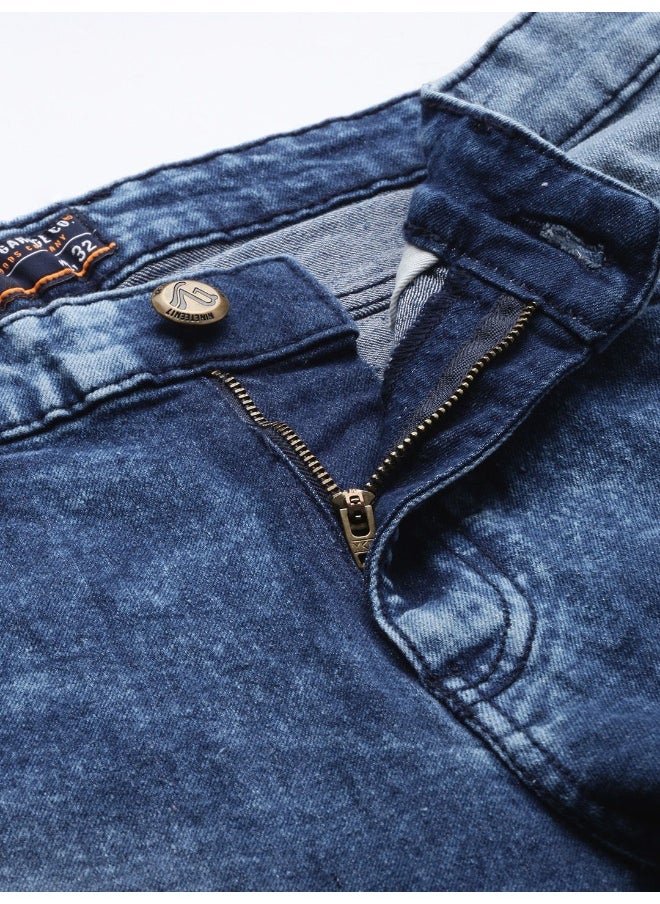 The Indian Garage Co Men Blue Cotton Stretchable Slim Fit Jeans  - Image 3