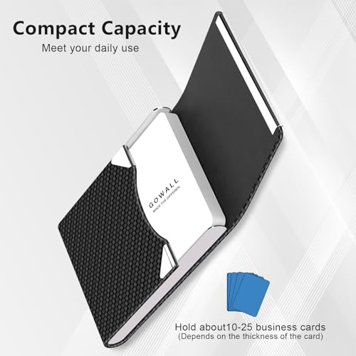 GOWALL Black Carbon Business Card Holder with Magnetic Closure, Slim Metal PU Business Card Case for Men Women, 3.7 x 2.3 inches RFID Blocking Credit Cards Holder for Pocket or Bag Storage - Image 3