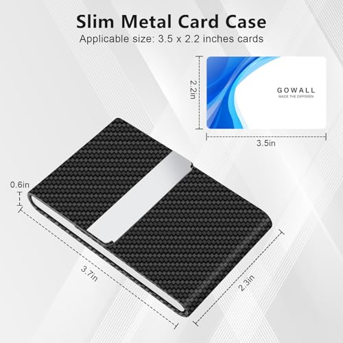 GOWALL Black Carbon Business Card Holder with Magnetic Closure, Slim Metal PU Business Card Case for Men Women, 3.7 x 2.3 inches RFID Blocking Credit Cards Holder for Pocket or Bag Storage - Image 5