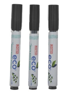 Roto Eco whiteboard marker dry safe ink pack of 3 markers - black  - Image 2