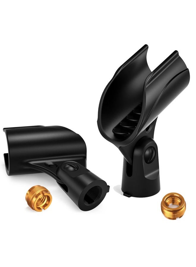 Moukey Microphone Mic Clip Holder for Mic Stand with 5/8" Male to 3/8" Female Adapter, 2-Pack - Image 1