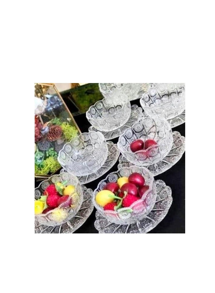 طقم أطباق وجبات خفيفة - 6 قطع أطباق صغيرة ذات حواف متموجة، أطباق حلوى للآيس كريم، الفواكه، البودينغ، الوجبات الخفيفة - Image 3