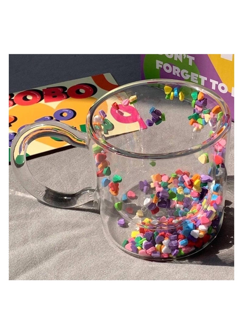 Double Layer Girly Glass Mug With Inner Hearts Heat Resistant 200ml