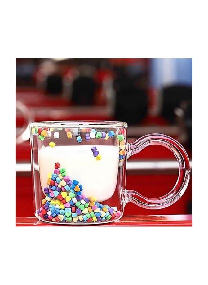Double Layer Girly Glass Mug With Inner Hearts Heat Resistant 200ml