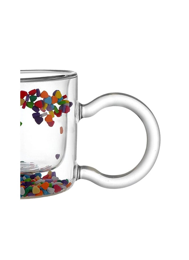 Double Layer Girly Glass Mug With Inner Hearts Heat Resistant 200ml
