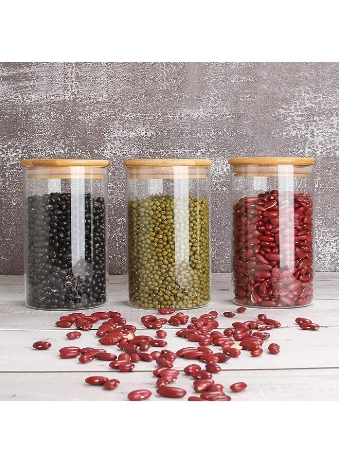 Glass Food Storage Container (Pack Of 3) with Bamboo Lid, 750ML High Borosilicate Glass Canister, Airtight Kitchen Jar for Coffee, Sugar, Flour, Cookies - Image 5